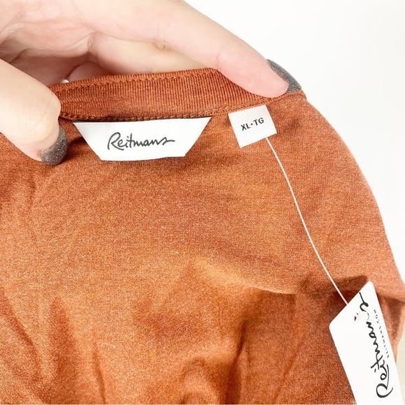 🌿 NWT Reitmans Burnt Orange Floral Print V-Neck Top (XL) 🌸 - Picture 5 of 9